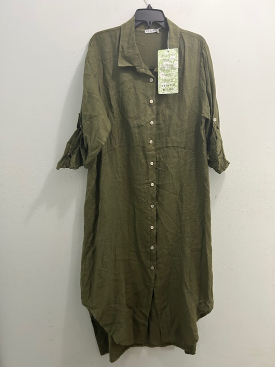 colette Dresses & Skirts - MADE IN ITALY LONG SHIRT 100% linen Shirt Dress PERSIMMON